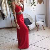 Casual Printed Sexy Crop Top and Wide Leg Pants Two-piece Set