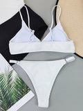 Solid Color Hollow Bikini Swimwear