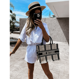 Casual Solid Color Shirt Two Piece Set