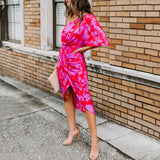 One Shoulder Printed Midi Dress