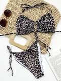 Tie Side Leopard Halterneck Bikini Swimsuit