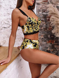 Floral-Print Bandeau Underwired Split Bikini Swimsuit