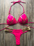 Scrunch Lace-Up Split-Joint Bikini Set