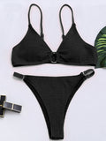 Solid Color Hollow Bikini Swimwear