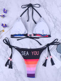 Letter Printed Bikinis Swimwear