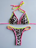 Zweiteiliges Neckholder-Bikini-Set mit Leopardenmuster