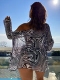 Bademode und Bikini-Badeanzug mit Zebra-Print, dreiteiliges Set