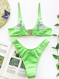 Solid Color V-Neck Padded Bralette Hipster Bikini Swimwear