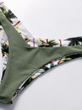 Bandeau Coconut-tree Printed Bikinis Swimwear