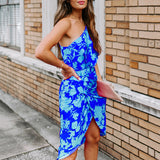 One Shoulder Printed Midi Dress