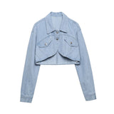 Fashion  Denim Jacket Two Piece Set