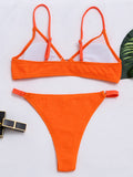 Solid Color Hollow Bikini Swimwear