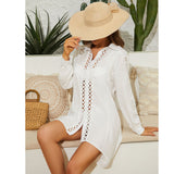 Solid Color Cover Up Shirt Dress Flaxmaker