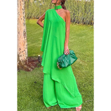 Fashion Off Shoulder Solid Color Two Piece Set