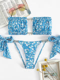 Glittering Pendant Decorated Bandeau Bikini Swimwear