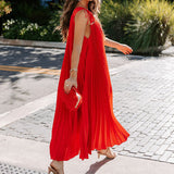 One Shoulder Solid Color Hem Maxi Dress