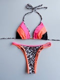 Zweiteiliges Neckholder-Bikini-Set mit Leopardenmuster