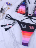 Letter Printed Bikinis Swimwear