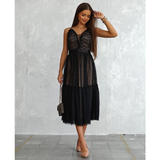 V Neck Lace Sling Party Dress