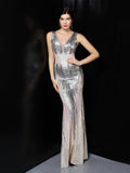 long  illusion Sequin party evening dress Aosig